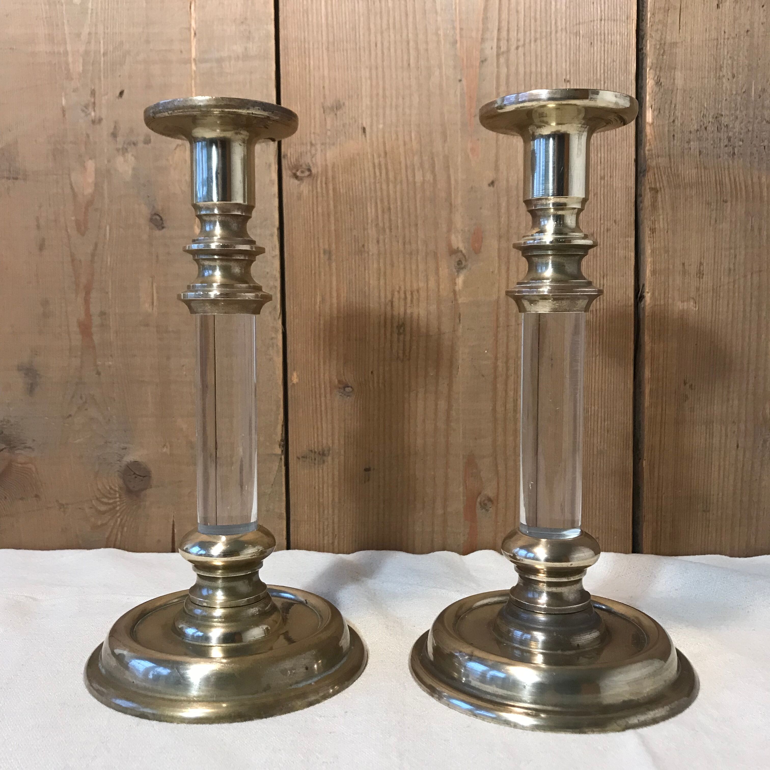 Pair of vintage brass candle holders