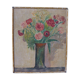 Table bouquet of flowers, painted on a piece of old wood