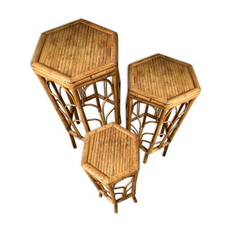 Trio of rattan gigognes harnesses