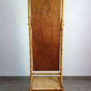 Miroir psyché osier tressé et bambou, années 70/80