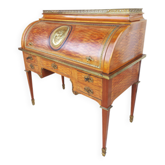 St Louis XVI cylinder desk with marquetry and gilt bronze