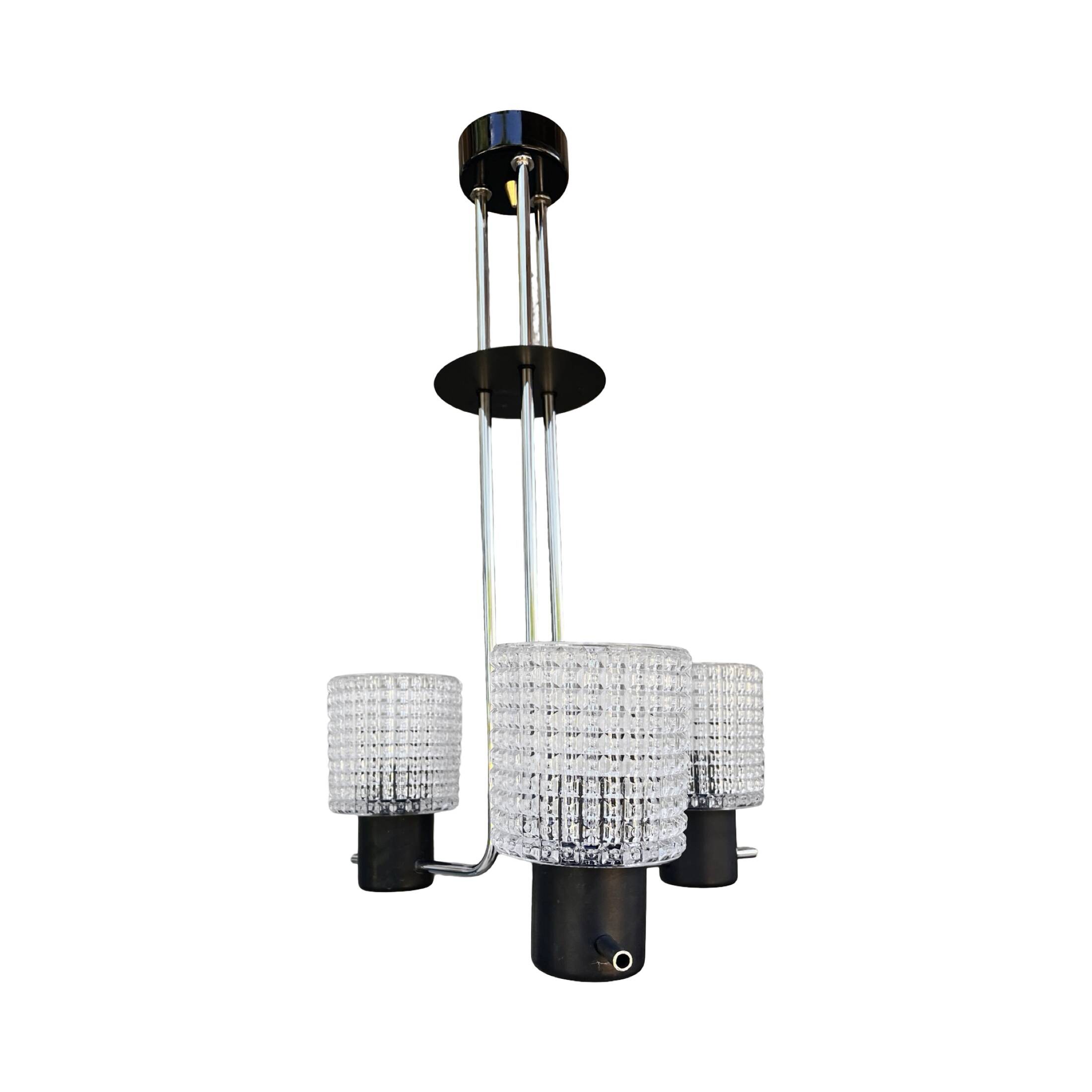 Elektroinstala Jílové pendant lamp, Czechoslovakia, 1970s, embossed glass