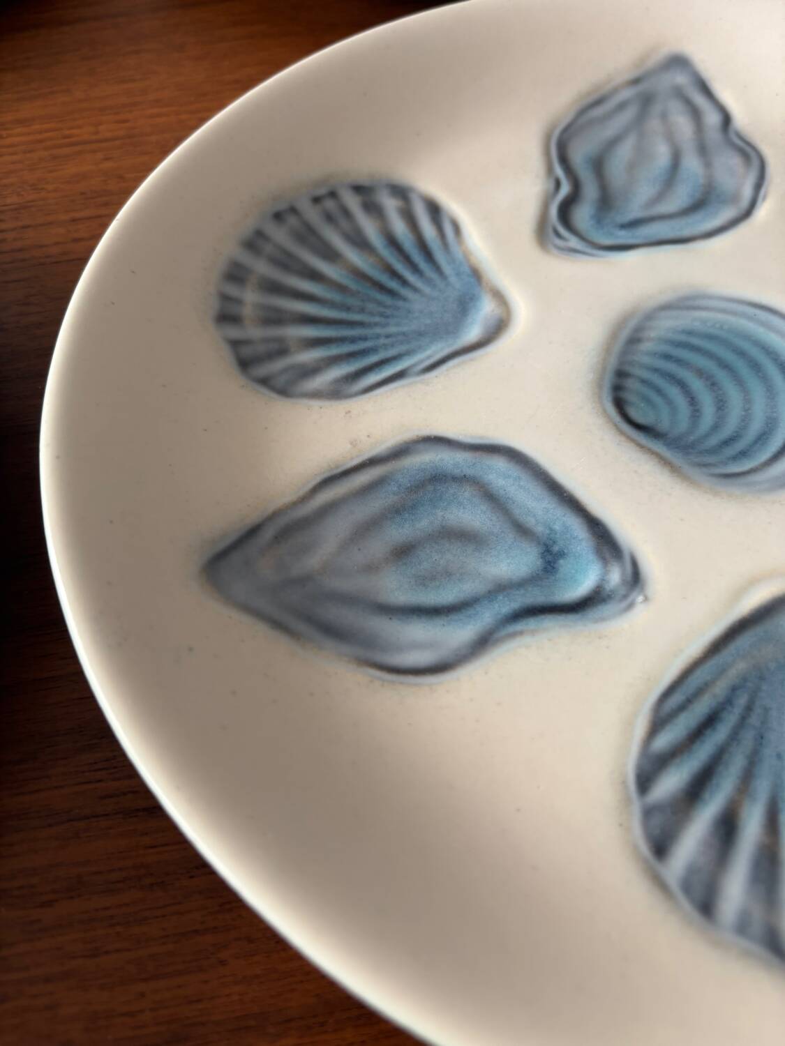 Set of blue ceramic oyster plates – Shellfish plates