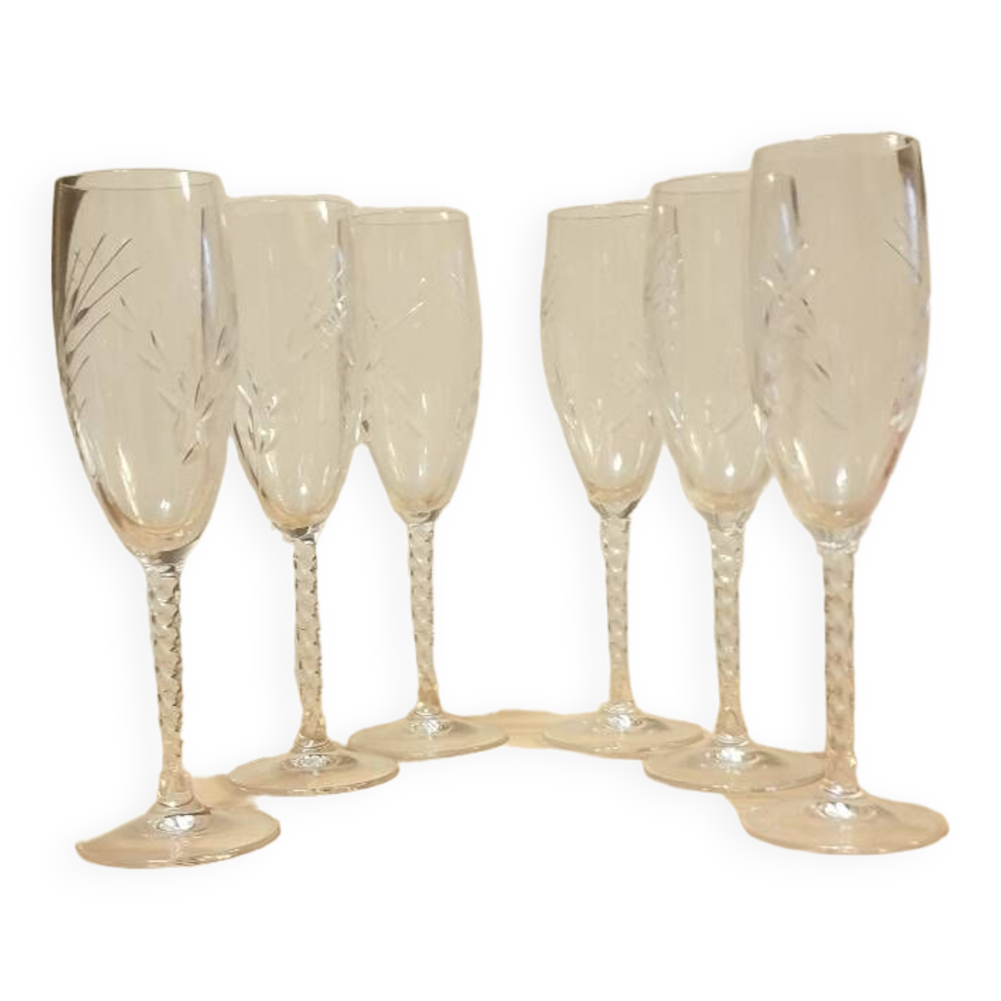 6 crystal flutes