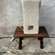 Anthropomorphic stone table lamp brutalised by Albert Tormos.