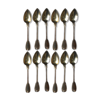 Set de 12 petites cuillères en vermeil argent poinçon Minerve modèle filet