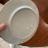 Lot of six flat plates, crockery, old white, gilded