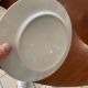 Lot of six flat plates, crockery, old white, gilded