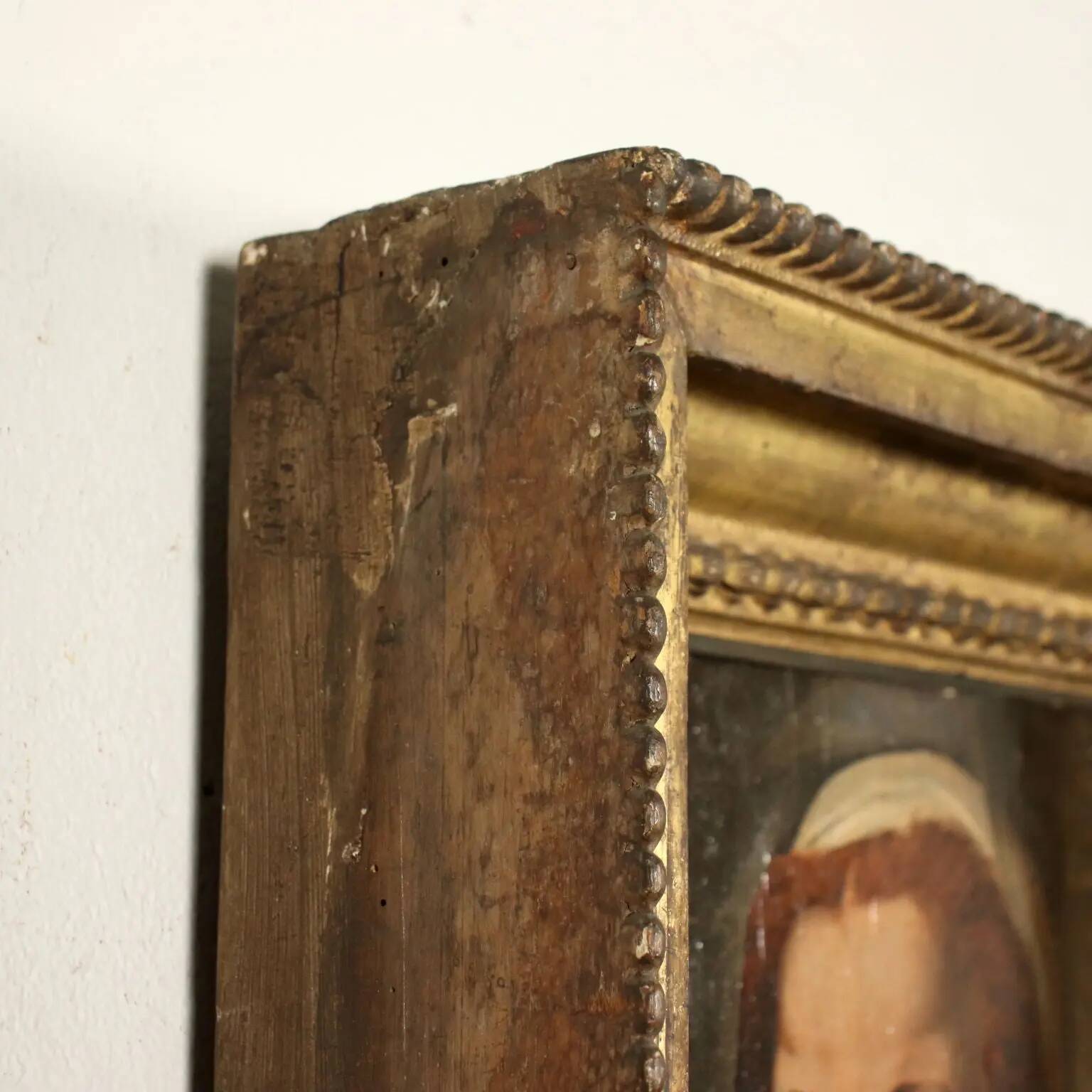 Ancient painting Female head attributed to A. Del Sarto, tempera on wood