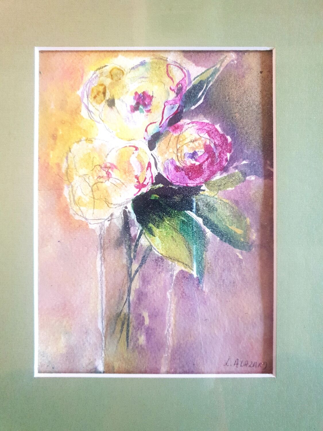 Watercolor on paper framed