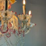 Venetian chandelier in multi-colored Murano glass, 10 light arms, circa 18