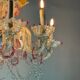Venetian chandelier in multi-colored Murano glass, 10 light arms, circa 18