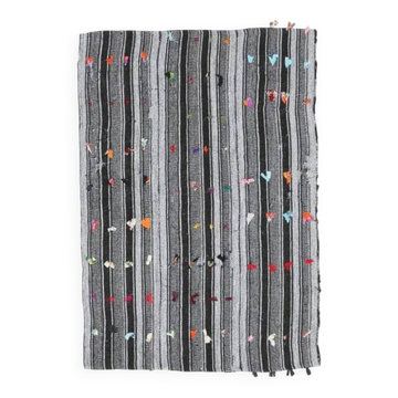 Tapis kilim vintage turc Oushak fait à la main en coton et laine grise 120x172