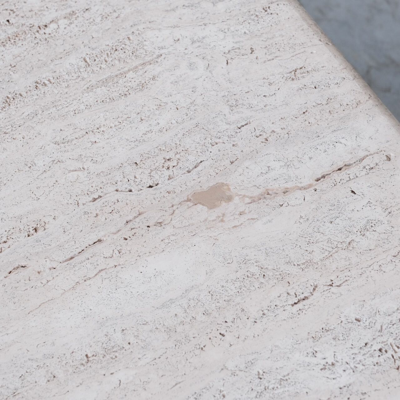 Two tier mid-century travertine coffee table