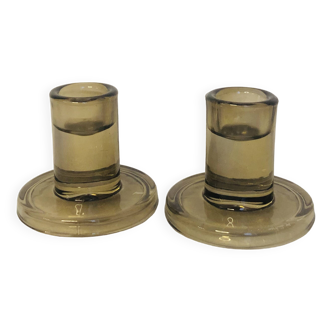 smoked glass candle holders