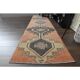 1970s Vintage Turkish Oushak Handmade Wool Cotton Orange Runner Rug 80X332