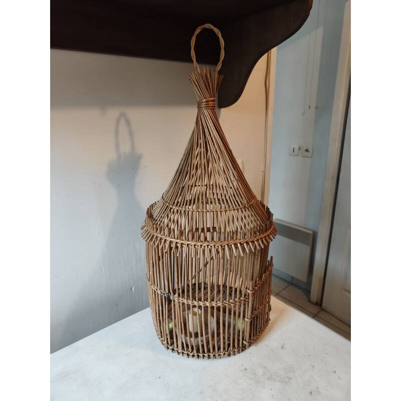 Vintage wicker birdcage