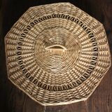Vintage Octagonal Wicker Basket with Lid
