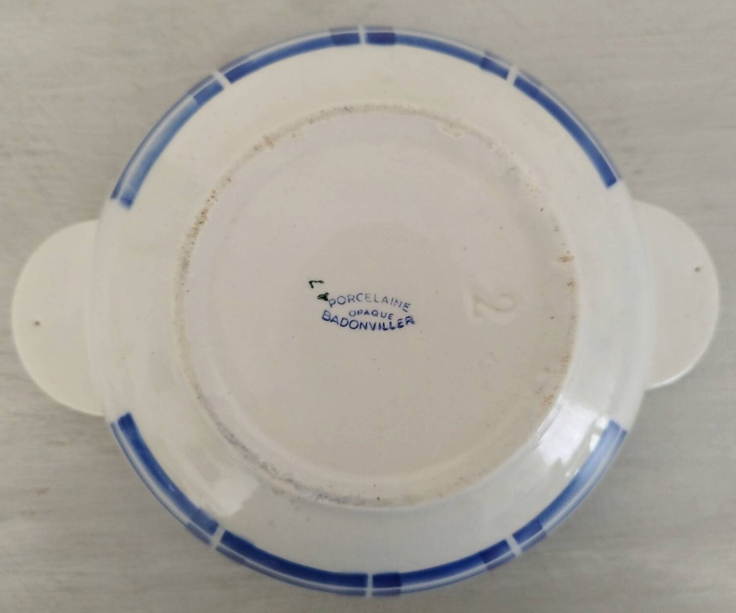 Vegetable Tureen Old Opaque Porcelain Badonviller Vintage Blue Tiles Decor