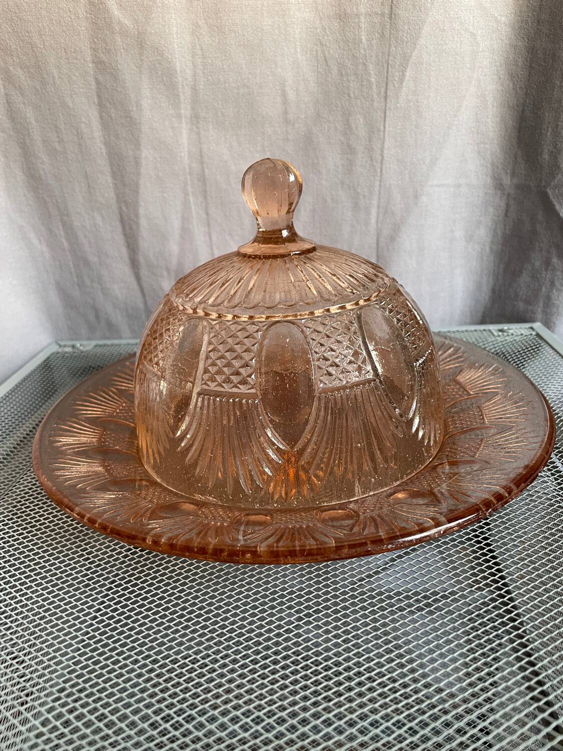 Pink bell, vintage glass, Jeannette