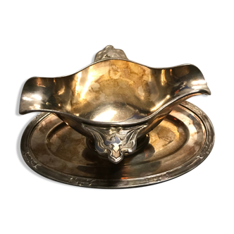 Silver metal steel gravy boat