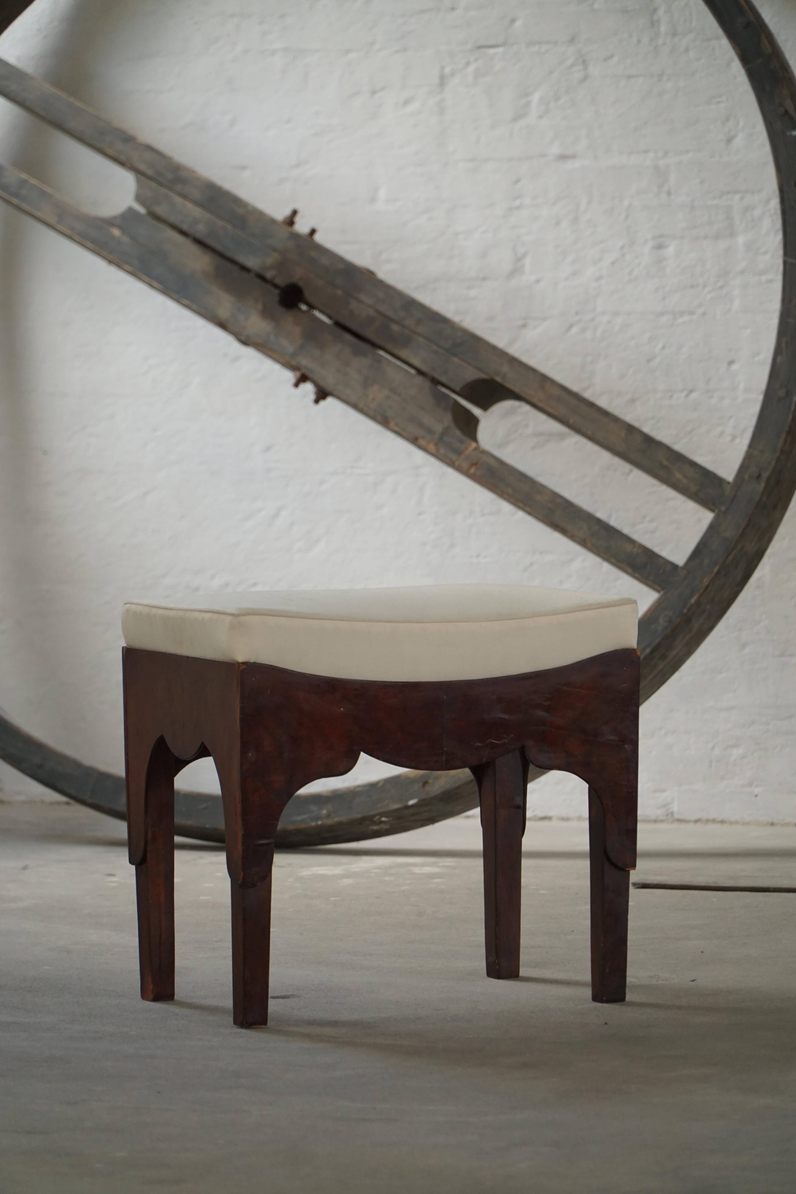 Early 20th-century mahogany vanity stool, made by a Danish cabinetmaker.