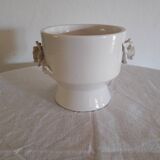 Vintage carved pink white earthenware pot/vase