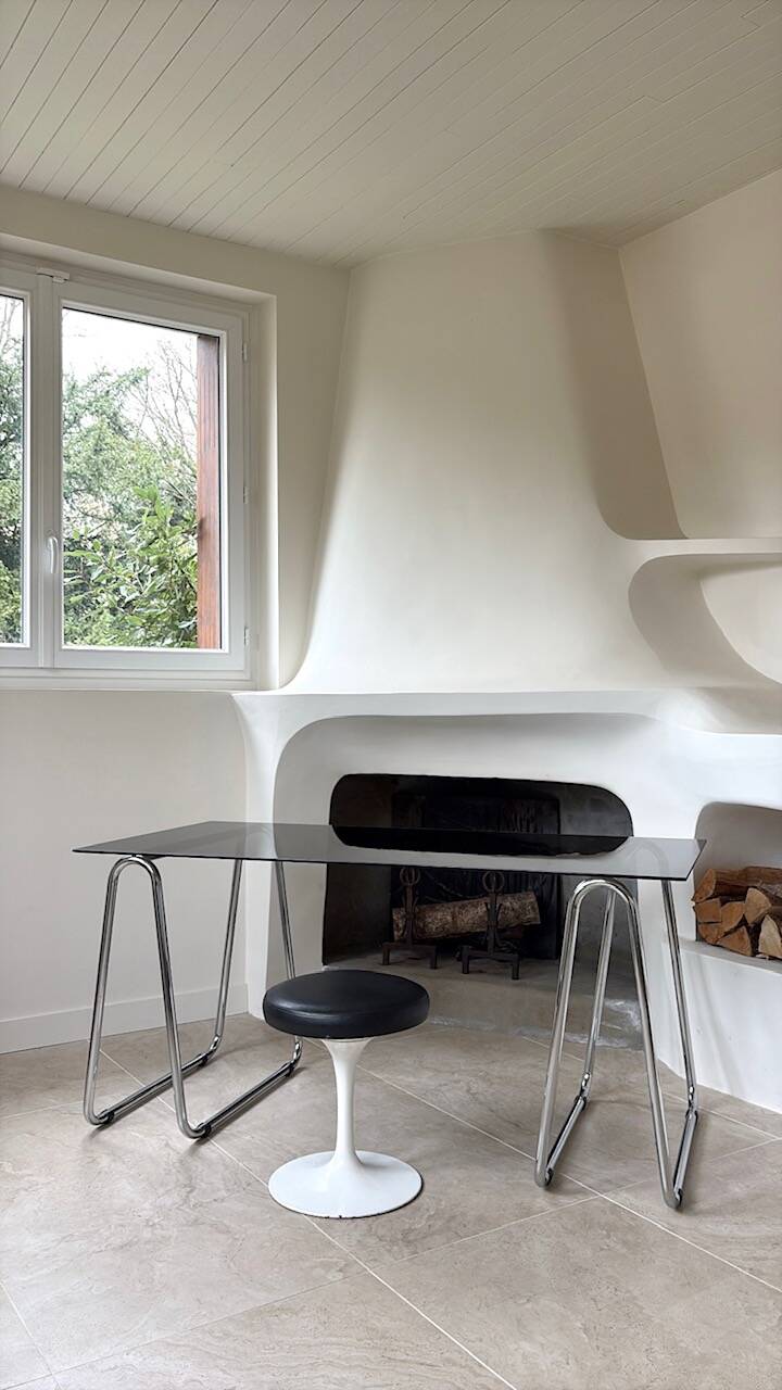 Stainless steel and glass desk