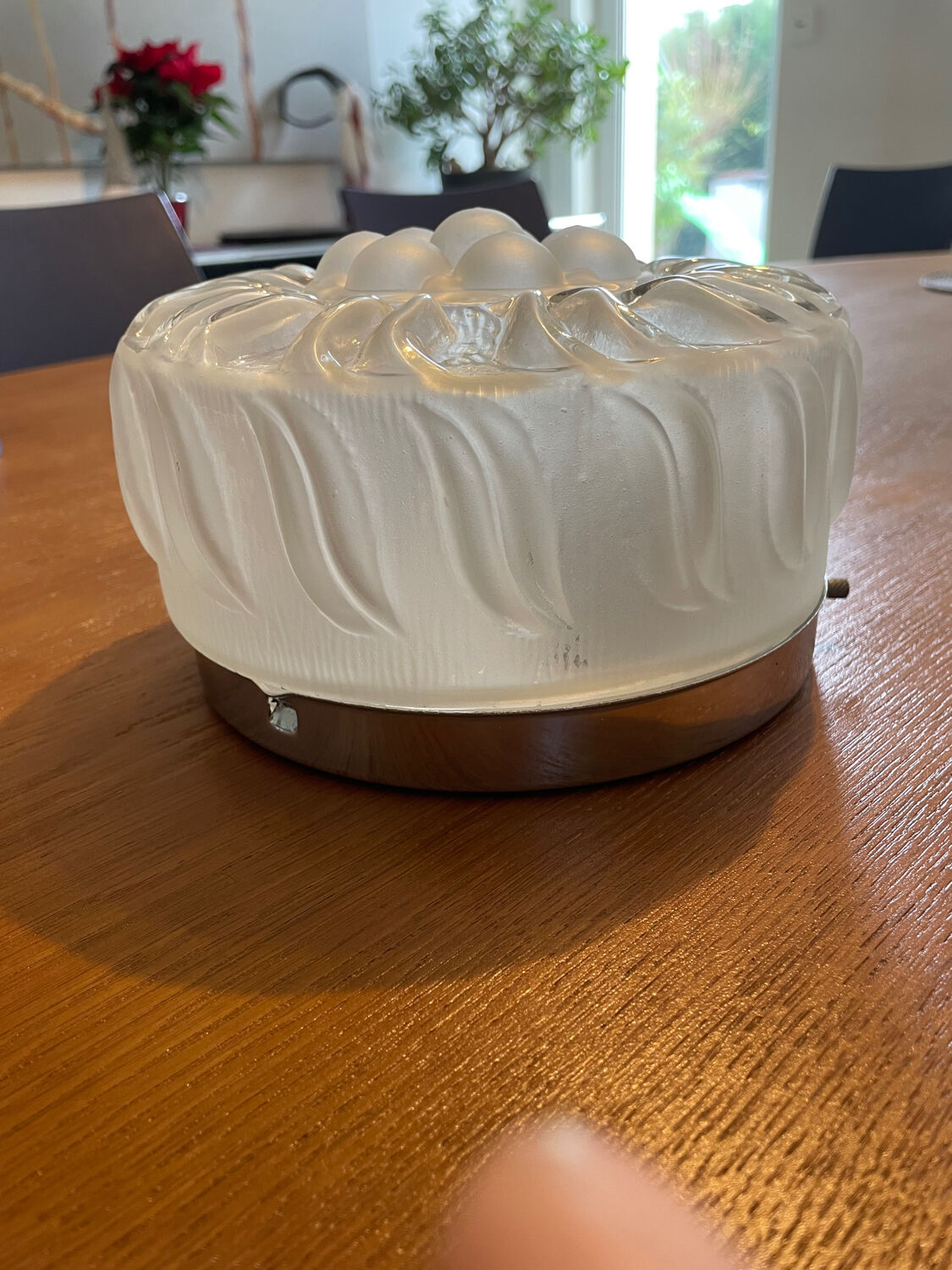 Art Deco pressed glass ceiling light Lumisec