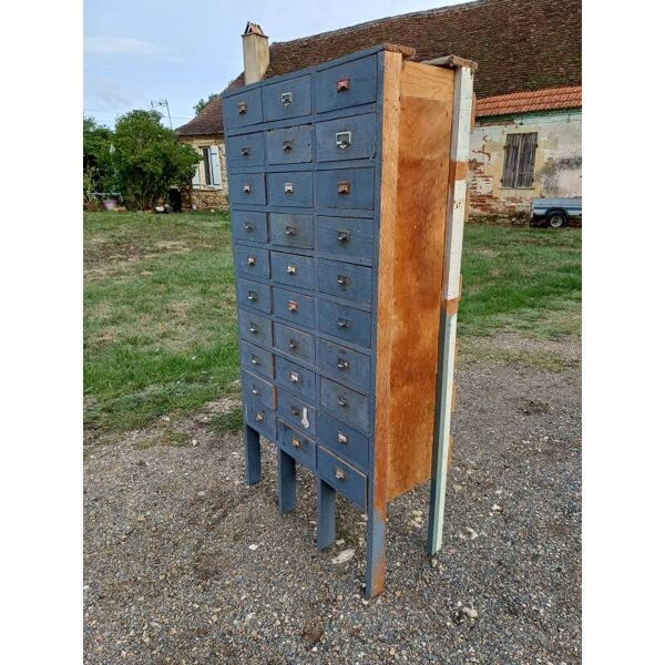 Meuble industriel bois 30 tiroirs