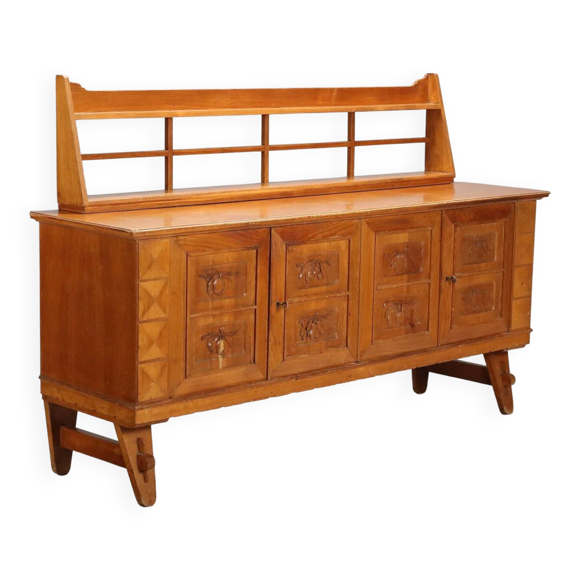 Vintage oak veneer sideboard, Italian design, 1950s.
