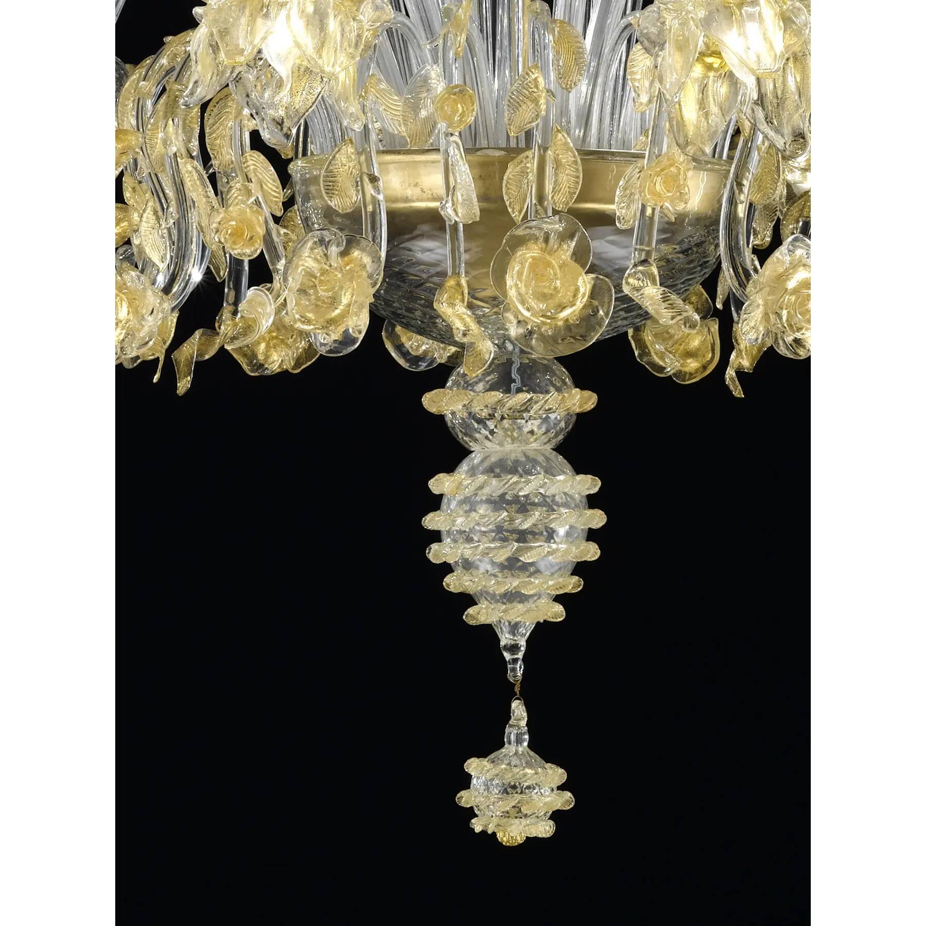 Huge Luxury Italian Chandelier With Flowers and Leaves Murano Glass