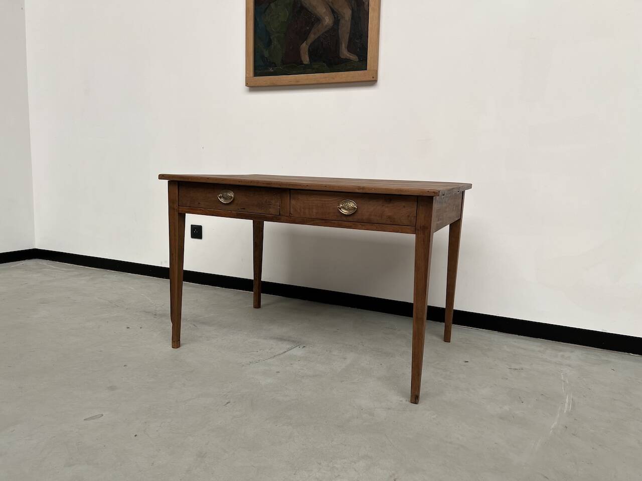 1900 solid walnut desk with two drawers