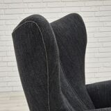 1960s, Danish relax armchair, reupholstered, gray furniture fabric..