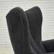 1960s, Danish relax armchair, reupholstered, gray furniture fabric..