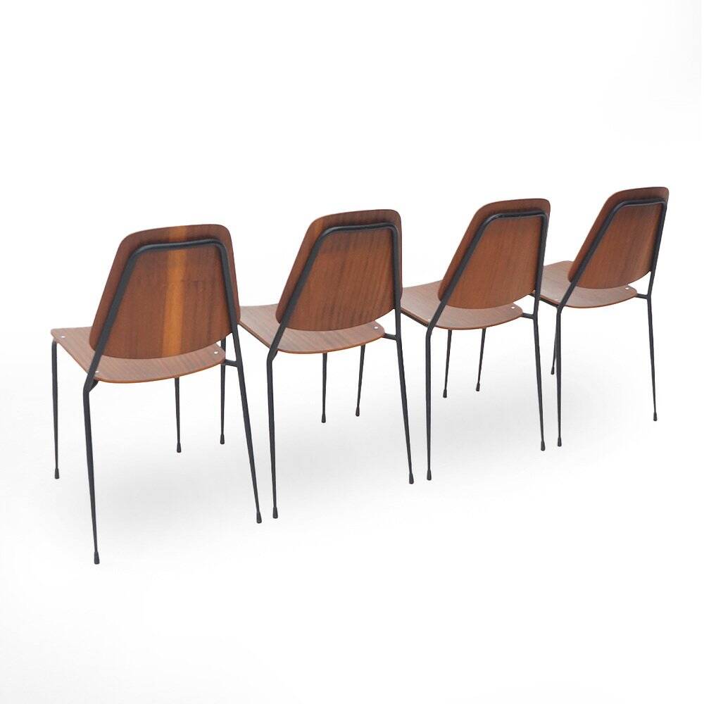 Vintage bent plywood chairs, 1960s, set of 4
