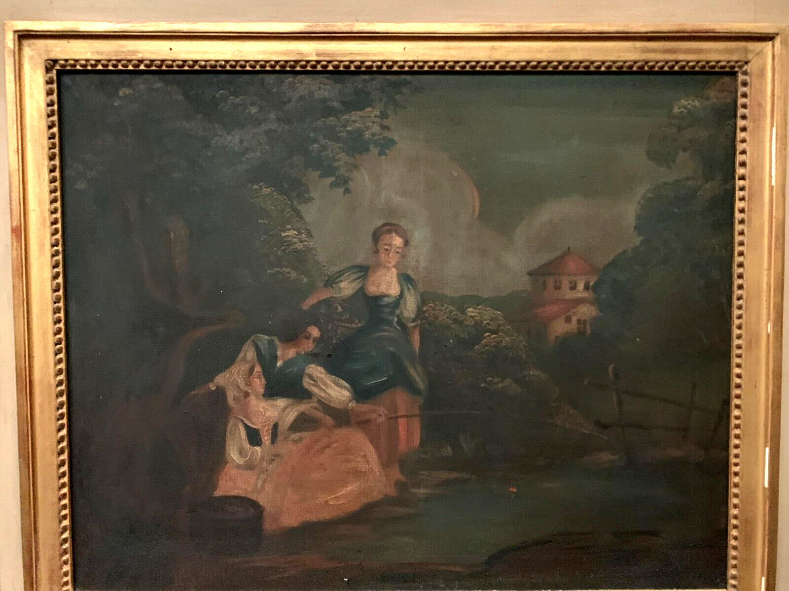 Louis XVI style Trumeau in patinated and gilded wood