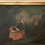 Louis XVI style Trumeau in patinated and gilded wood