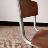Ancienne chaise d'écolier en bois et métal