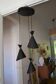 Vintage large chandelier with 3 tulips in black and gold Diabolo.