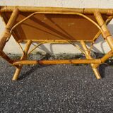 Table basse en rotin vintage an 60