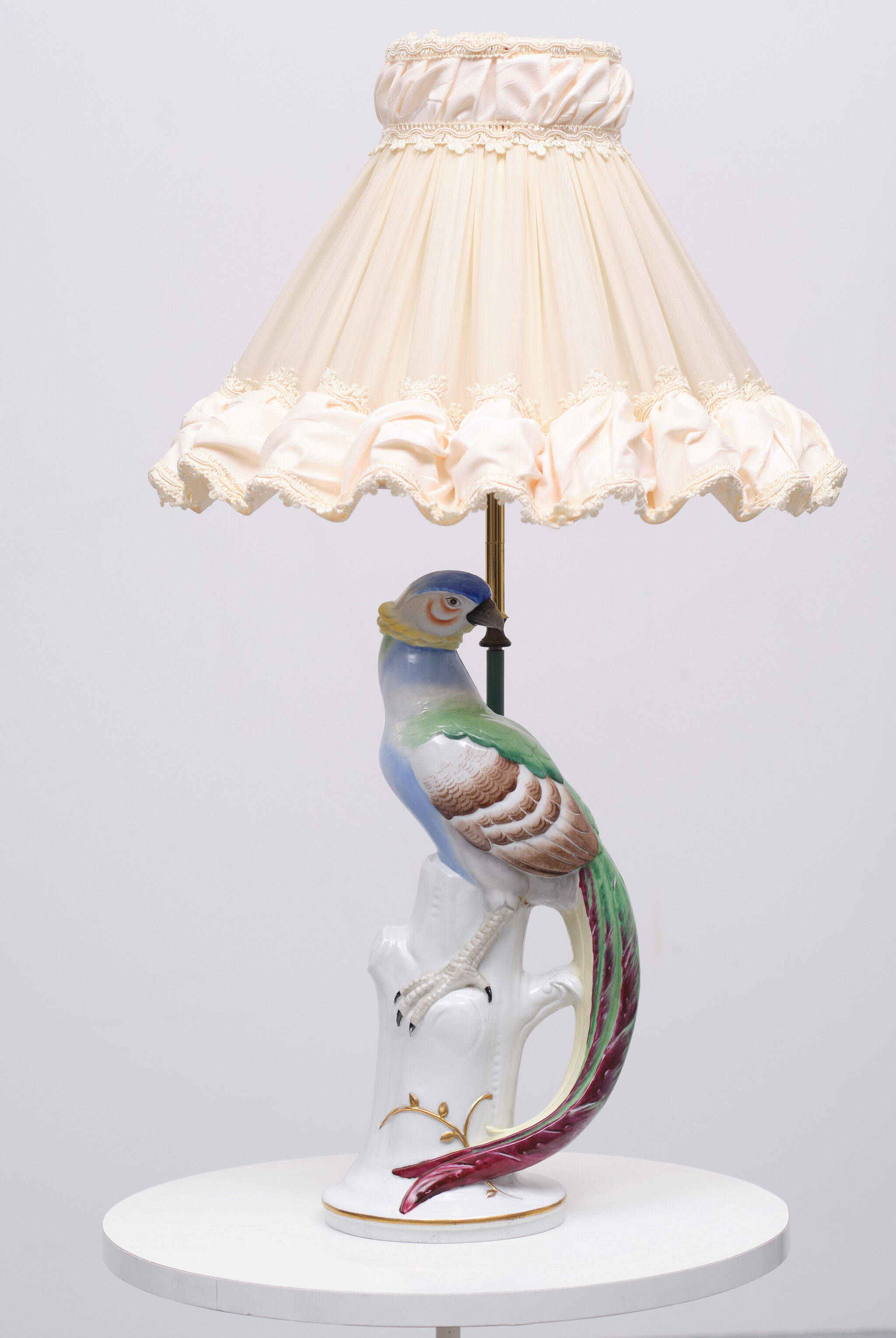 Porcelain Pheasant Table Lamp Germany 1950s