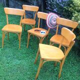 Suite of five bistro chairs feet with hoops / vintage 50s-60s