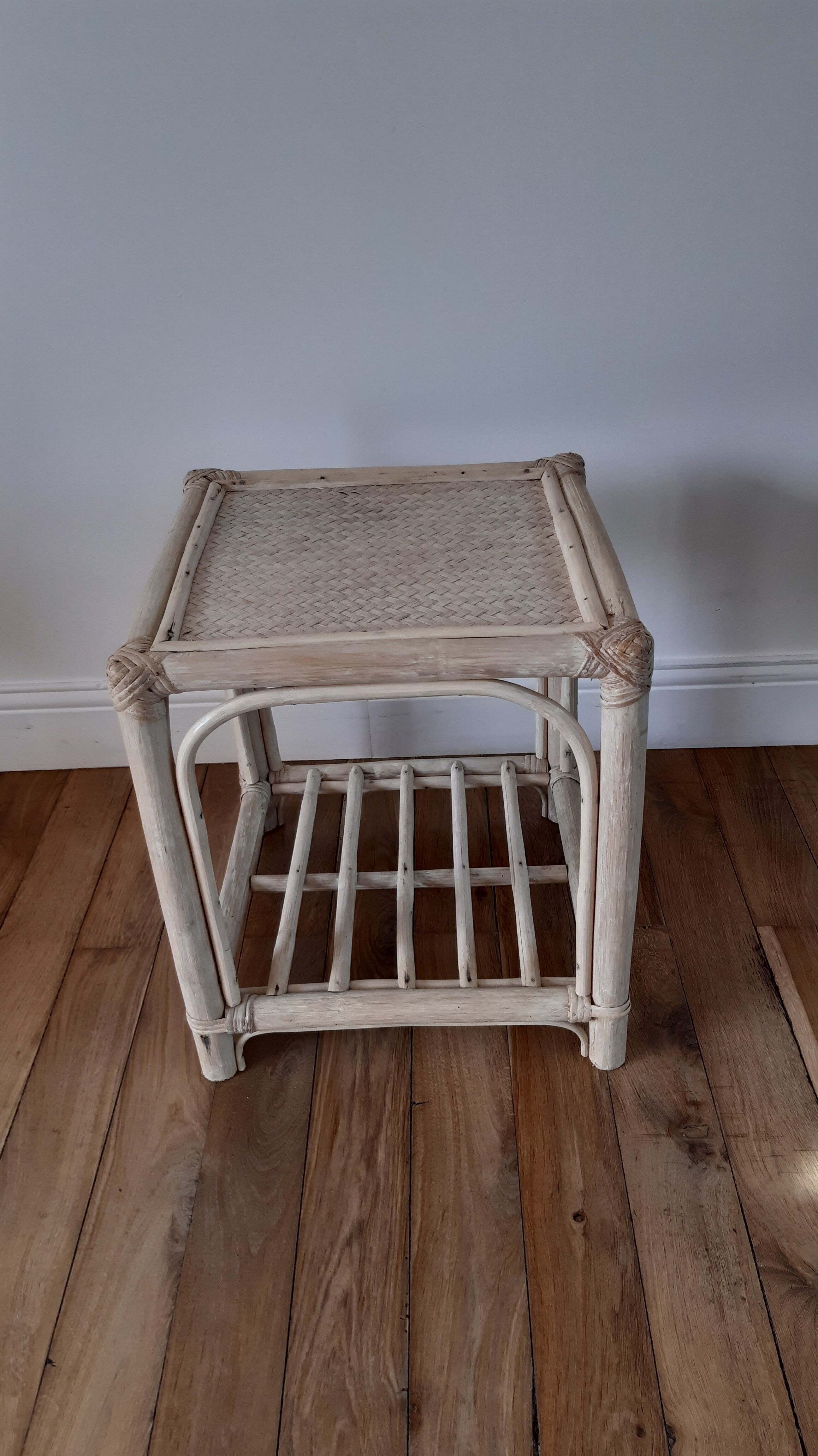 Rattan side table / bedside table 50s-60s