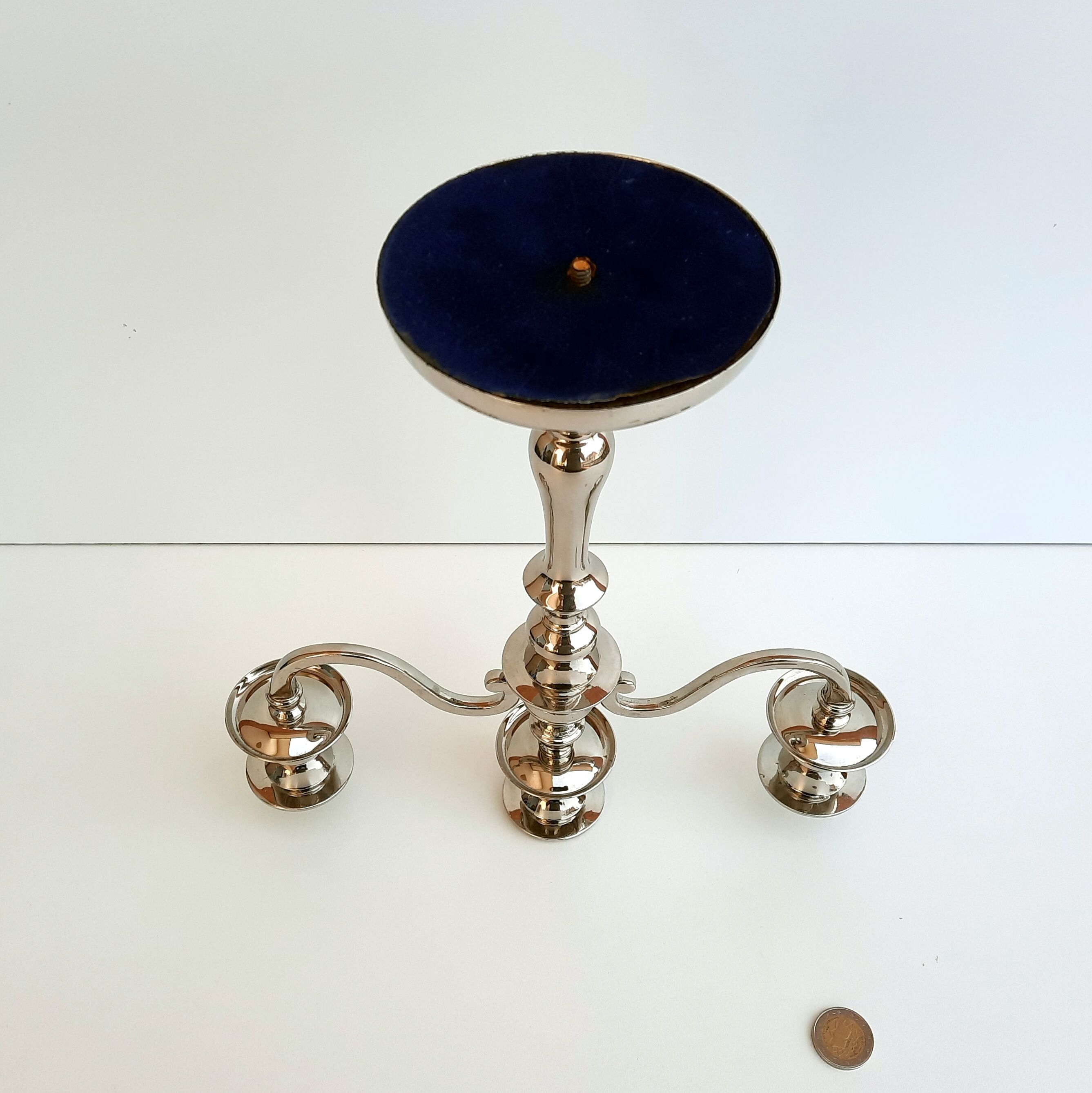 Candelabra, Chandelier, Silver metal candle holder -32 cm - Art Nouveau