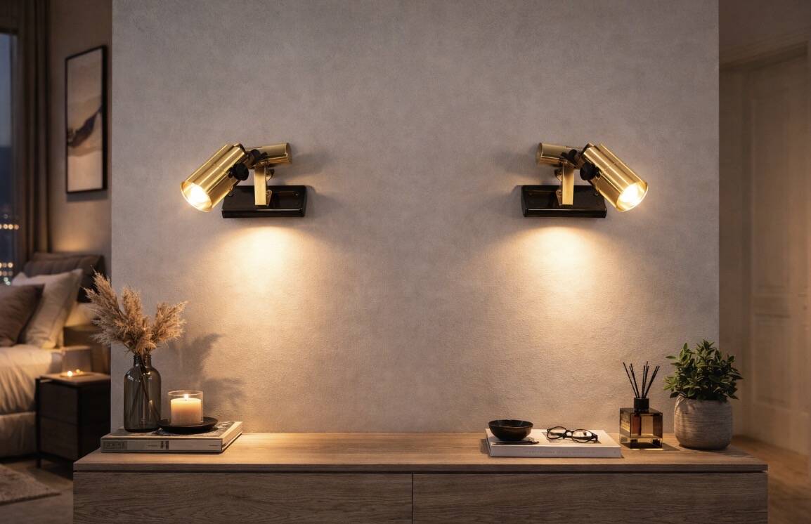Pair of adjustable gold Targetti spotlights – Italian vintage design – c