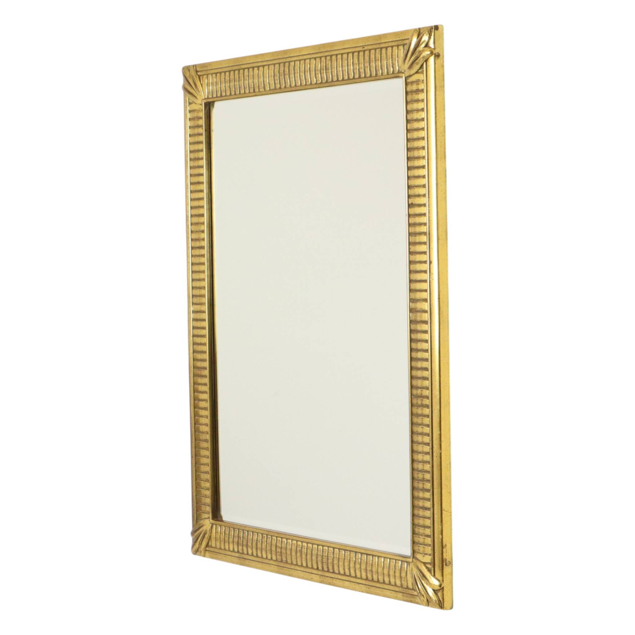 Miroir Deknudt en or Hollywood Regency biseauté 92 cm