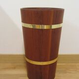 Scandinavian umbrella stand in solid teak and brass