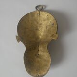 Brass mask wall sculpture tribal decorative object African art handmade vintage