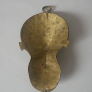 Brass mask wall sculpture tribal decorative object African art handmade vintage
